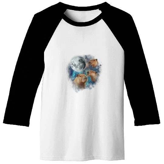 3 capybarass Howling At Moon Funny Weird Cursed Meme Baseball Tees