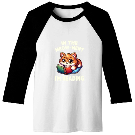 Reading Book Cat For Library Reading Teacher Baseball Tees