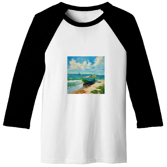 Boat Sandy Beach Sea gift for summer vacation cruise ship Baseball Tees