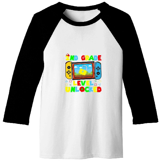 2nd Grade Level Unlocked Video Game Back To School Boys Baseball Tees
