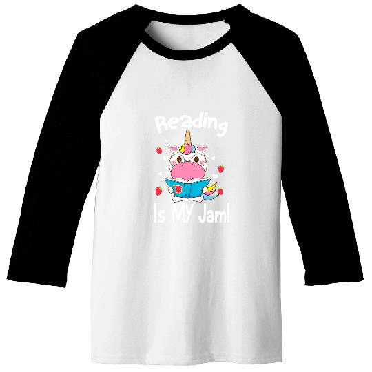 Cute Unicorns Reading Is My Jam Teacher Book Nerds Baseball Tees