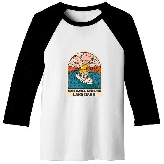 Summer Vacation Boat and Sunshine Travel Lake Baseball Tees