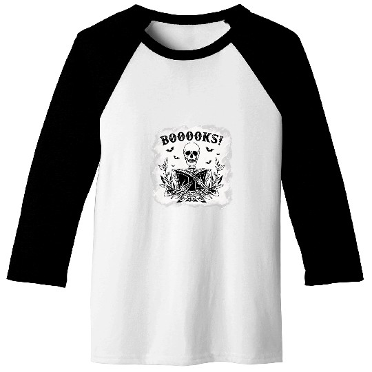 Skeletons Reading Book Halloween Tees Teacher Library Reading Baseball Tees