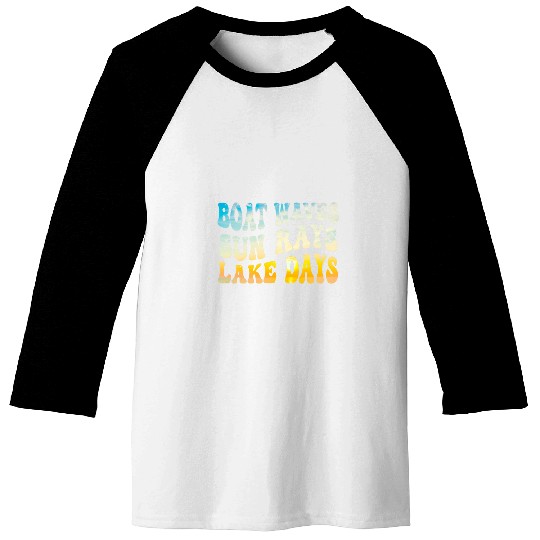 Boat Waves Sun Rays Lake Days Summer Vacation Retro Cute Baseball Tees