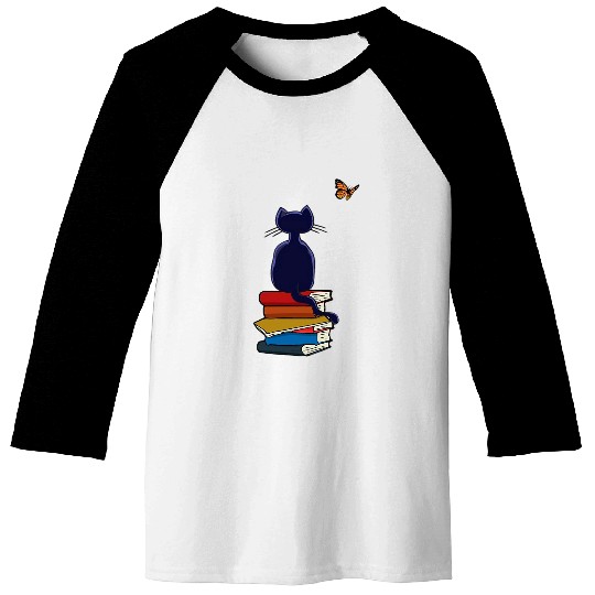 reading book cat book and tea lover Baseball Tees