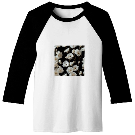 Babys Breath Flower Pattern Graphic 2 Baseball Tees