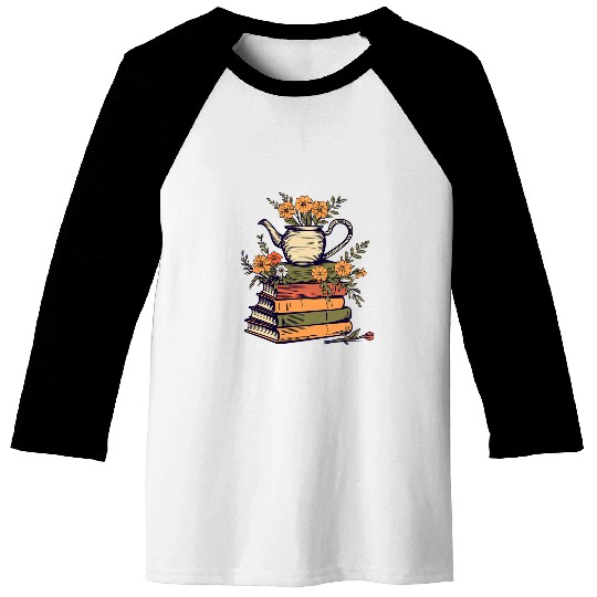 Teapot Cottagecore Aesthetic Book Lover For Women Baseball Tees