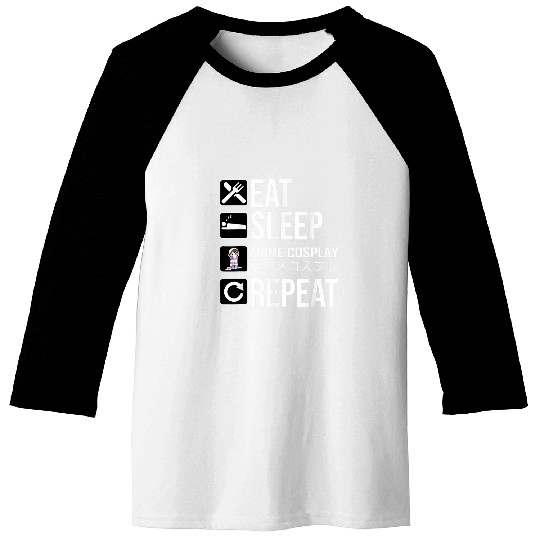 Eat Sleep Anime Repeat, Animegao Kigurumi Anime Girl Cosplay Baseball Tees