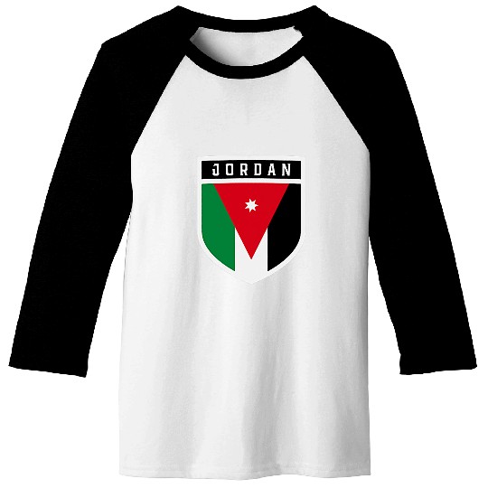 Jordanian Flag Shield Classic Pocket Badge Style Baseball Tees