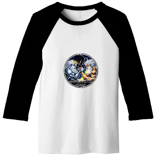 Zeus Poseidon Arm Wrestling Ancient Greek Mythology Gods Baseball Tees