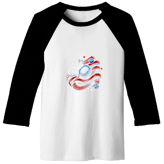 Patriotic Stars and Stripes USA Flag Pickleball Baseball Tees