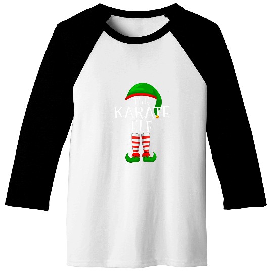 The Karate Elf Funny Matching Family Group Christmas Baseball Tees