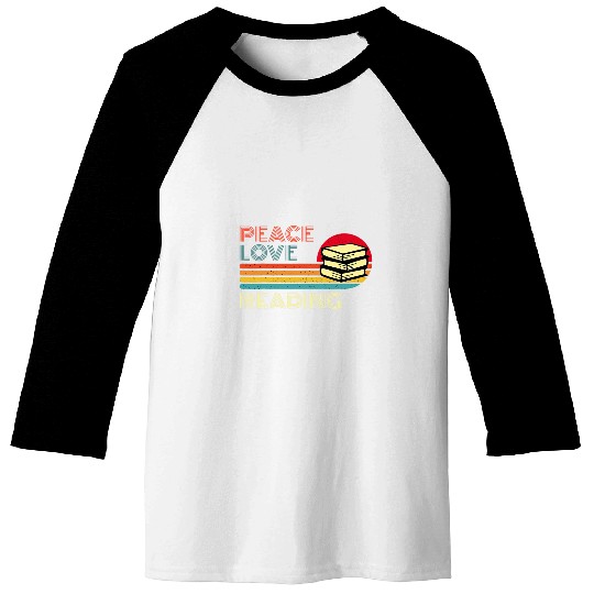 Peace Love Reading Retro vintages Striped Sunset Book Club Baseball Tees
