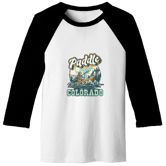 Paddle Colorado Skeletons Kayak Paddle Boat Whitewater Retro Baseball Tees