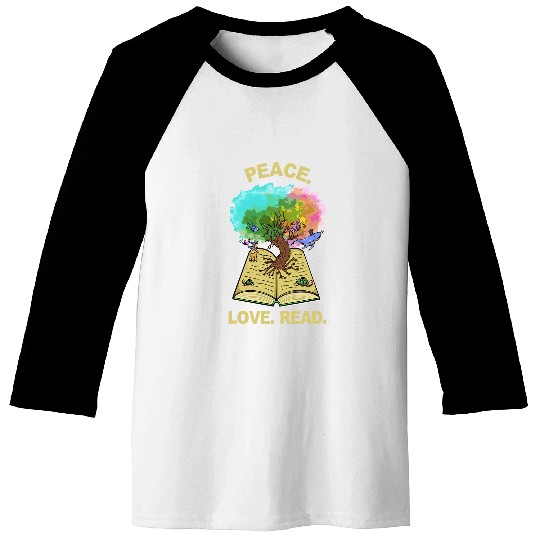 Peace Love Read Tree Of Life Book Lover Loves To Read Baseball Tees