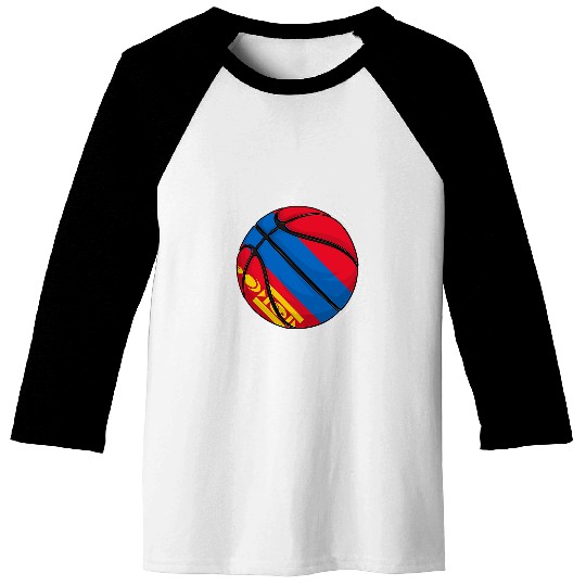 Basketball Ball With The Flag Of Mongolia Baseball Tees