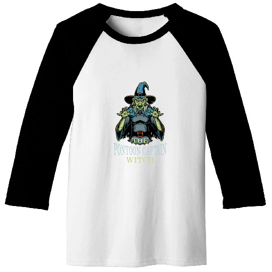 The Pontoon Captain Witch Halloween Pontoon Boat Scary 1 Baseball Tees
