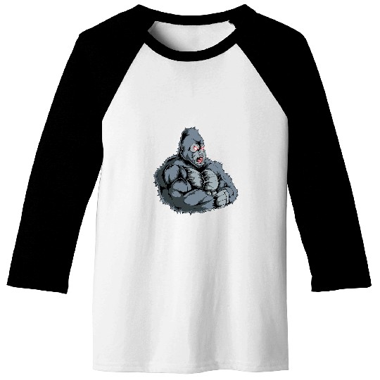 Gorilla Powerlifter Strongman Weightlifting Workout Gym Ape Baseball Tees
