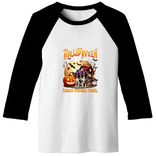 Halloween With My English Springer Spaniel Cosplay Witch Baseball Tees