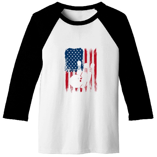 Happy 4th Of July Bowling USA American Flag Bowling Lover Baseball Tees