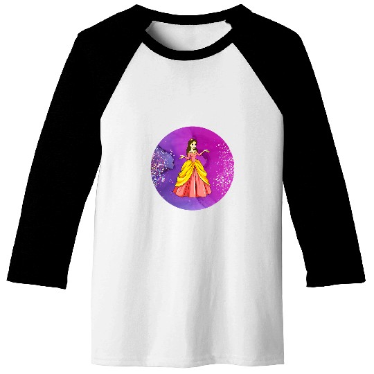 Princess Drawing on Violet Background Baseball Tees