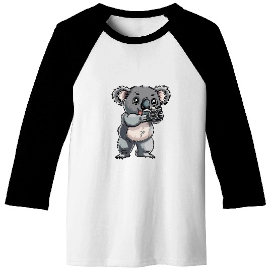 Koala With A Camera Cute Koala Bear Photographer Baseball Tees