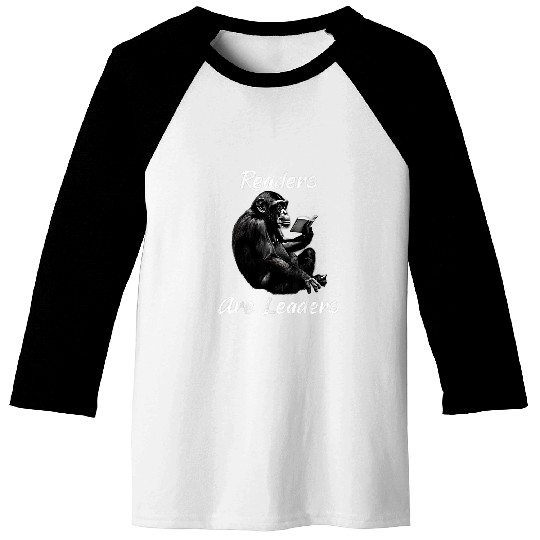 Readers Are Leaders Chimpanzee Reading A Book Baseball Tees
