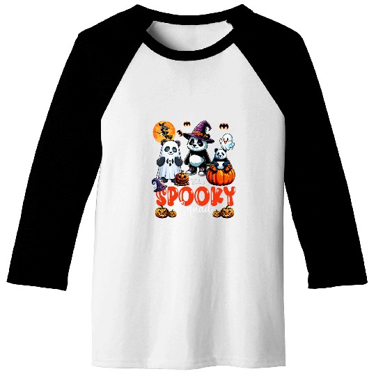 Spooky Halloween Squad Three Horror Pandas Cosplay Witch Boo Baseball Tees