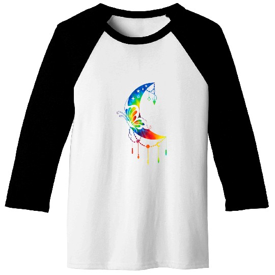Crescent Moon Butterfly Mandala Women s Gift Baseball Tees