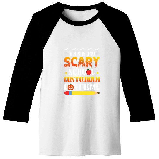 This Is My Scary School Custodian Halloween School Janitor 21 Baseball Tees