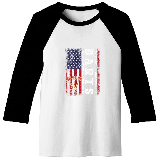 Darts American Flag Dartboard Bullseye Lovers Dart Player Baseball Tees