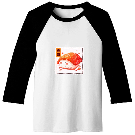Cute Sushi Japanese Food Postage Stamp Kawaii Aesthetic Baseball Tees