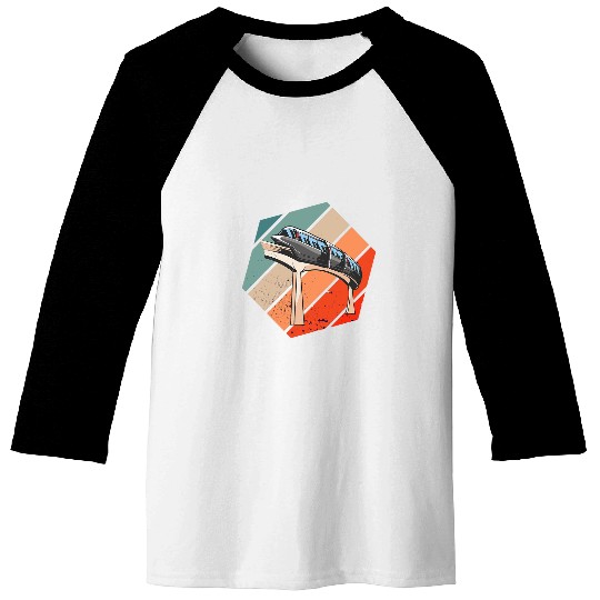 Monorail Hexa Retro vintagess Monorail Train Railway Lover Baseball Tees