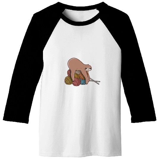Cute sloth knitting yarn wool knitting Baseball Tees