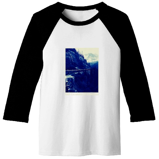 Dark Paradise Mountain Cliffside Train Dark Paradise Baseball Tees