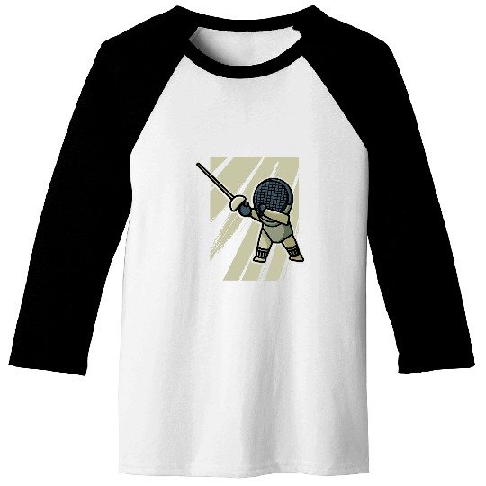 Fencing Guy in Fencer Clothing Fencing Baseball Tees
