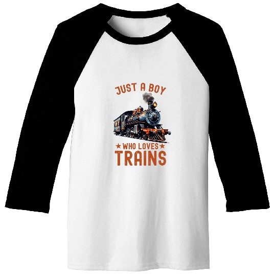 Funny Boys Just A Boy Who Loves Trains This Boy Loves Trains 2 Baseball Tees