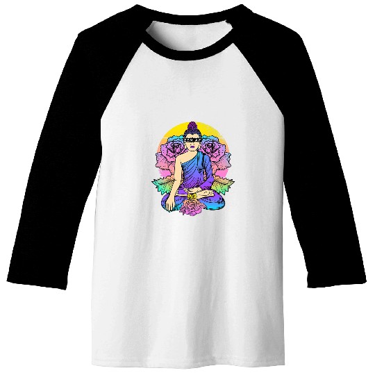Funny Buddha Zen AF Yoga Buddhism Retro vintagess Vaporwave Baseball Tees