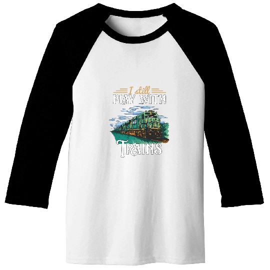 Model Train Railroad Locomotive Engineer Trainspotting Art Baseball Tees