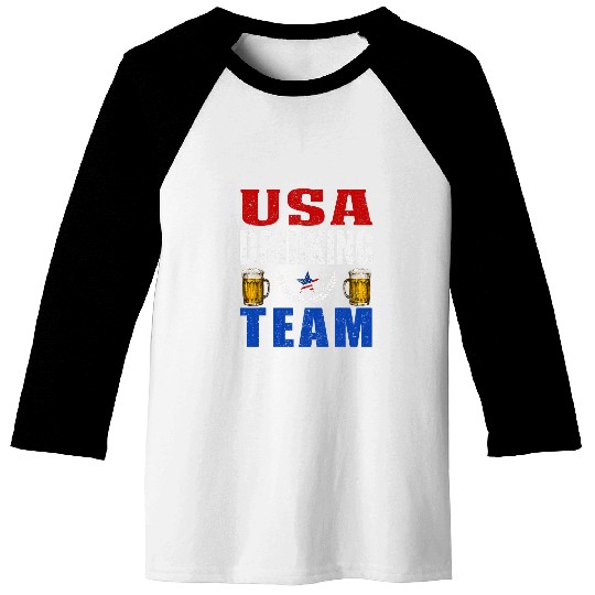 4th of July Beer Drinking Funny Team Patriot USA Flag Baseball Tees