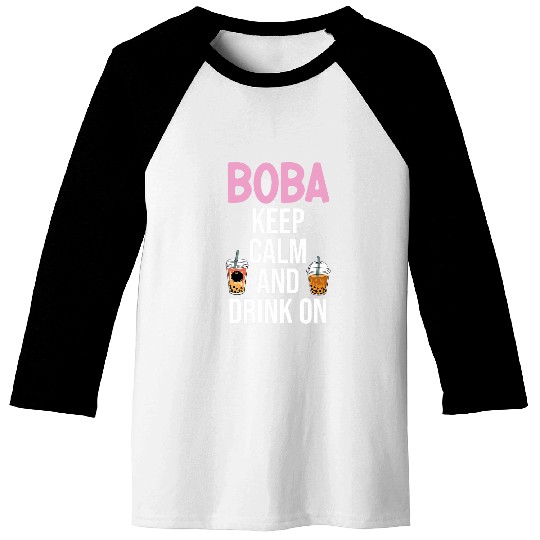 Bubble Milk Tea With Tapioca Pearls Cute Popping Boba Tea 3 Baseball Tees