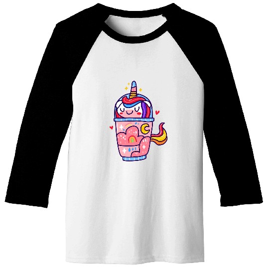 Cute Kawaii Unicorns Boba Bubble Milk Tea Anime Neko Baseball Tees