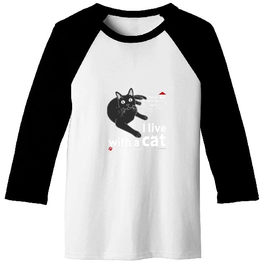 I live with a cat CAT Solid Black version Baseball Tees