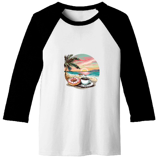 Coffee Doughnut Sunrise Baseball Tees