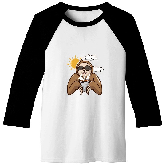 Coffee Drinker Sloth Sunrise With Steaming Cup Of Coffee Baseball Tees