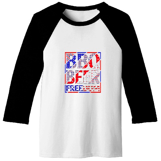 BBQ Beer Freedom America USA Party 4th of July Baseball Tees