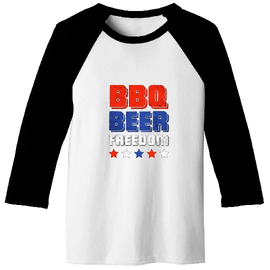 BBQ Beer Freedom Beer Lover Backyard BBQ Party America Baseball Tees