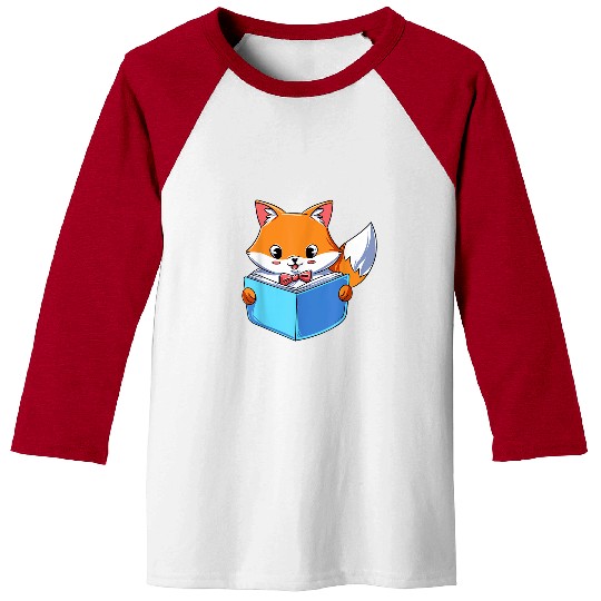 Book Fun Fox Reading Book Baseball Tees