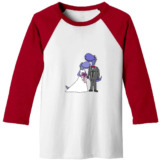 Dinosaur Pet Smileteesfunny Fun Dinosaur Bride and Groom Old Age Wedding Baseball Tees