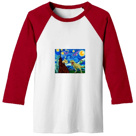 Dinosaur Pet Starry Night With Dinosaurs Baseball Tees